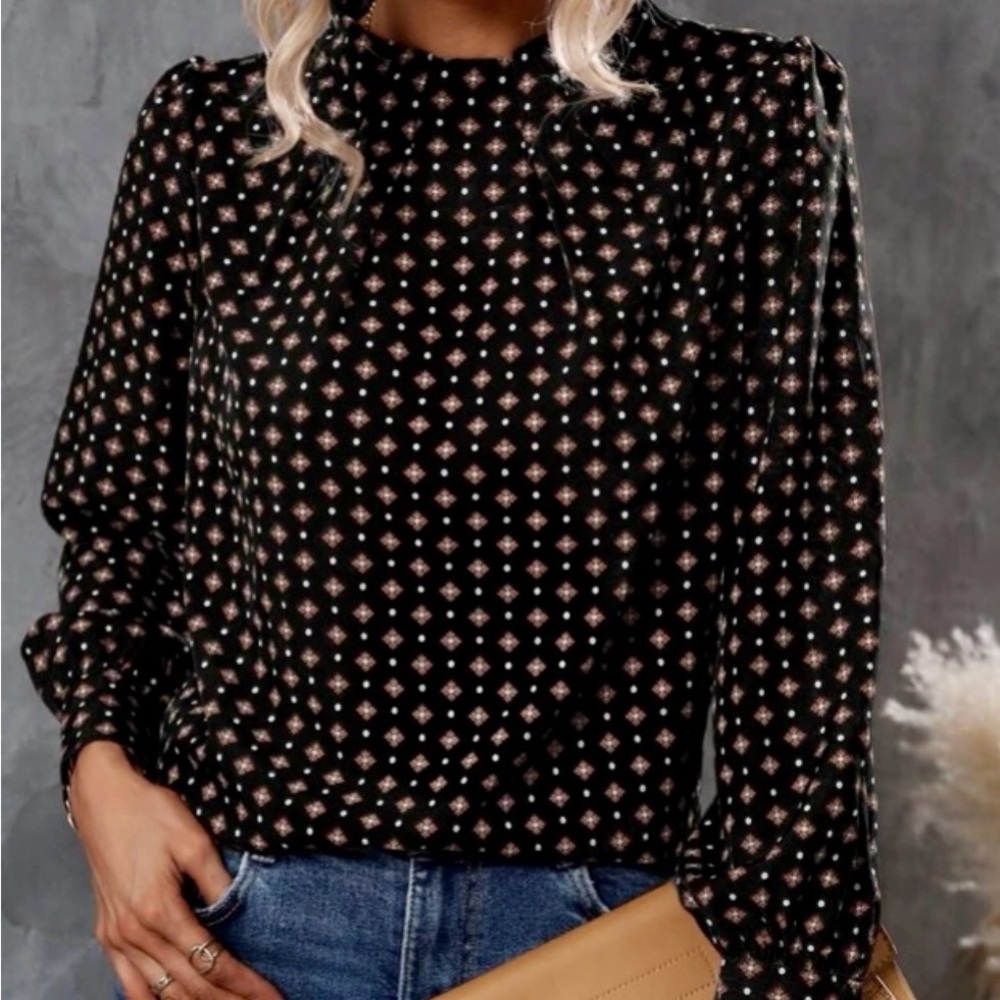 SHEIN Black Geometric Print Women's Blouse